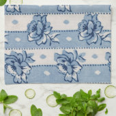 Klassiek blauw Ivory Floral Theme | Keukenhanddoek (Gevouwen)
