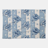Klassiek blauw Ivory Floral Theme | Keukenhanddoek (Horizontaal)