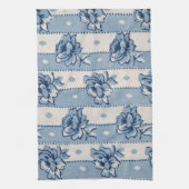 Klassiek blauw Ivory Floral Theme | Keukenhanddoek (Verticaal)