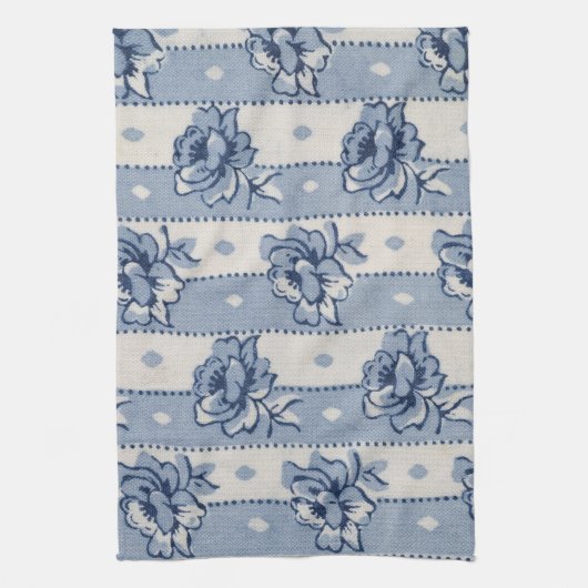 Klassiek blauw Ivory Floral Theme | Keukenhanddoek (Verticaal)