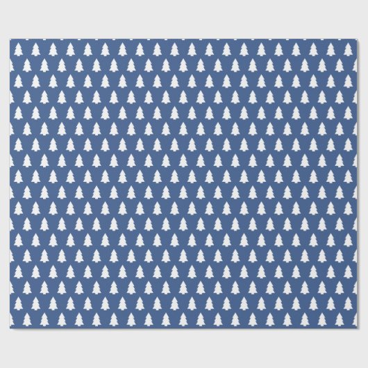 Klassiek blauw kerstboompatroon cadeaupapier (Vlak)