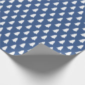 Klassiek blauw kerstboompatroon cadeaupapier (Hoek)
