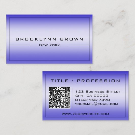Klassiek blauw kleurverloop met QR-code Stijlvol Visitekaartje (Voorkant / Achterkant)