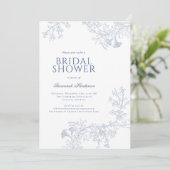 Klassiek blauw lijn getekend bloemig Vrijgezellenf Kaart (Staand voorkant)