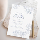 Klassiek blauw lijn getekend bloemig Vrijgezellenf Kaart