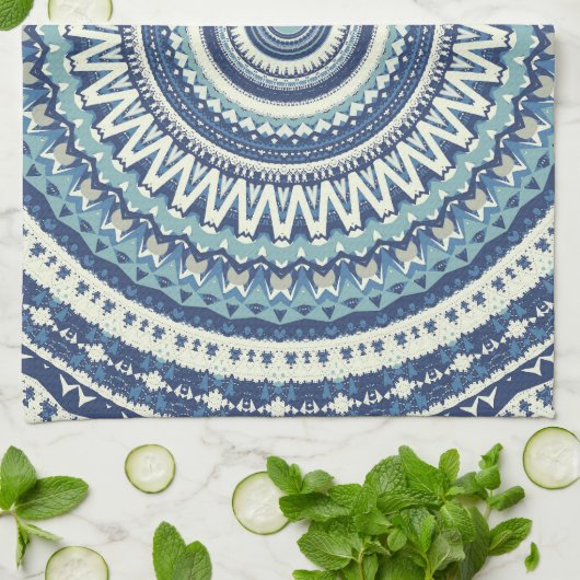 Klassiek blauw Mandala Theedoek (Gevouwen)