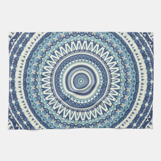 Klassiek blauw Mandala Theedoek (Horizontaal)