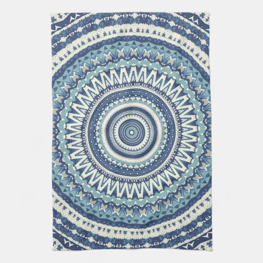 Klassiek blauw Mandala Theedoek (Verticaal)