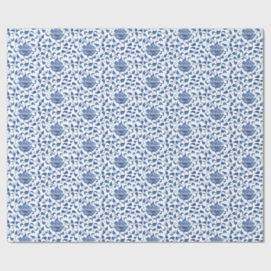 Klassiek blauw met wit Antiek Chinoiserie Patroon Cadeaupapier (Vlak)