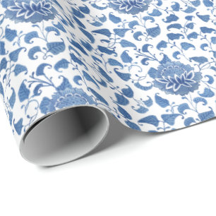 Klassiek blauw met wit Antiek Chinoiserie Patroon Cadeaupapier