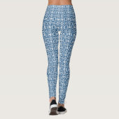 Klassiek blauw met wit haakpatroon leggings (Achterkant)