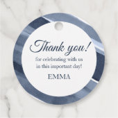 Klassiek blauw modern 1e Communie, Doop Bedankjes Labels (Achterkant)