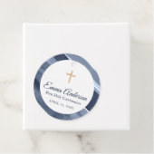 Klassiek blauw modern 1e Communie, Doop Bedankjes Labels (In situ)