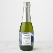 Klassiek blauw moderne 1e Communie, Doop gunsten Sparkling Wijnetiket (Voorkant)