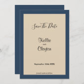 Klassiek blauw omhuld sparen de Datum Save The Date (Voorkant / Achterkant)