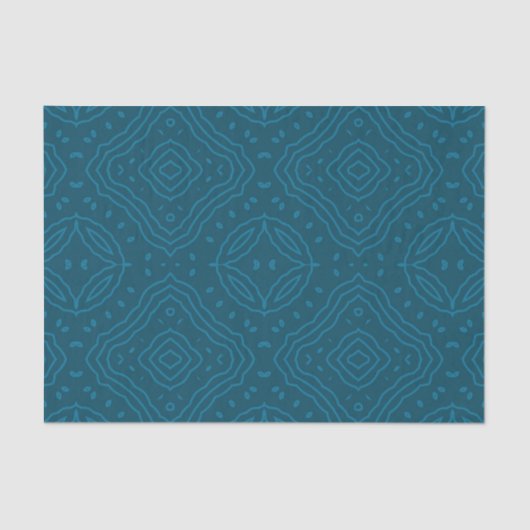 Klassiek blauw ornamentaal geometrisch patroon tissuepapier (Voorkant)