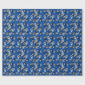 Klassiek blauw Paisley Bandana Pattern Retro Moder Cadeaupapier (Vlak)