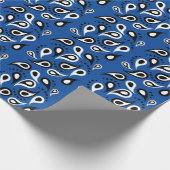 Klassiek blauw Paisley Bandana Pattern Retro Moder Cadeaupapier (Hoek)