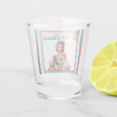 Klassiek Blauw Pinup Meisjes Uitstapfeestje Shot Glas (Achterkant)