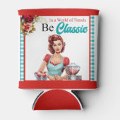 Klassiek blauw pinup vrijgezellenfeest blikjeskoeler (Voorkant)