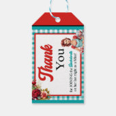 Klassiek blauw pinup vrijgezellenfeest cadeaulabel (Achterkant)