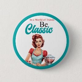 Klassiek blauw pinup vrijgezellenfeest ronde button 5,7 cm