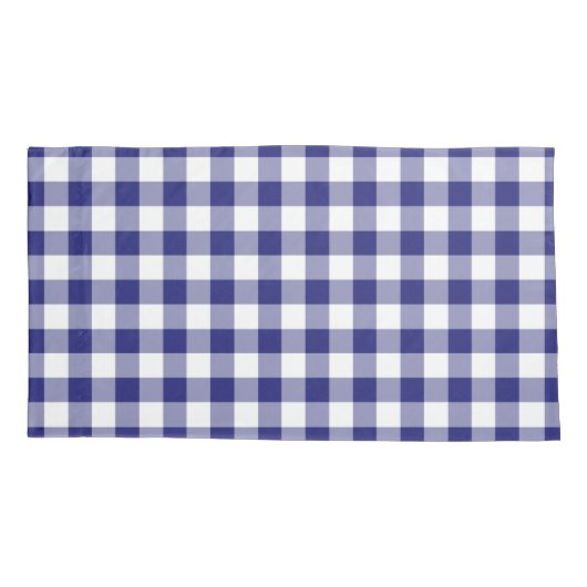 Klassiek blauw Plaid Gingham patroon Kussensloop (Achterkant-Links)
