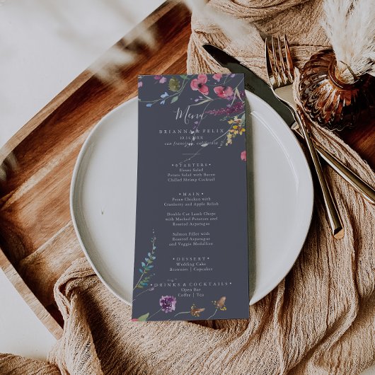 Klassiek blauw plantaardig inwendig menu