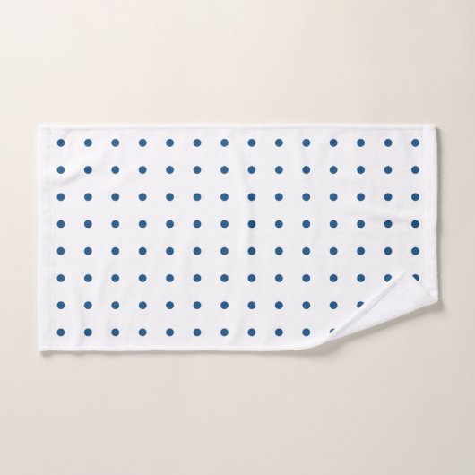 Klassiek blauw poladots patroon op wit bad handdoek (Handdoek)