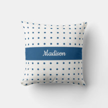 Klassiek Blauw Polka Dot Patroon op Wit met Naam