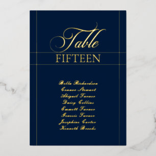 Klassiek blauw rand trouwtafel nummervoor teken folie uitnodiging