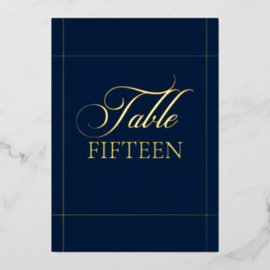 Klassiek blauw randje huwelijks tafelnummerschild folie uitnodiging