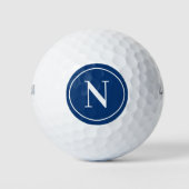 Klassiek Blauw Rond Monogram Eerste Letter Golfballen (Voorkant)