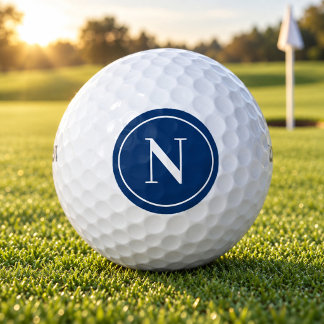 Klassiek Blauw Rond Monogram Eerste Letter Golfballen