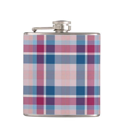 Klassiek blauw rood speldenkpatroon heupfles (Voorkant)