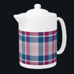 Klassiek blauw rood speldenkpatroon theepot<br><div class="desc">Pond</div>