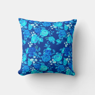 Klassiek Blauw Roos Bloemen Patroon-87600 Kussen