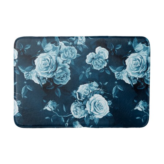 Klassiek blauw Roos patroon Badmat (Voorkant)
