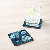 Klassiek blauw Roos patroon Bier Onderzetter (Rechterzijde)