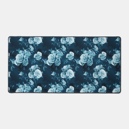 Klassiek blauw Roos patroon Bureaumat (Voorkant)