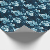 Klassiek blauw Roos patroon Cadeaupapier (Hoek)