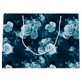 Klassiek blauw Roos patroon Groot Cadeauzakje (Voorkant)