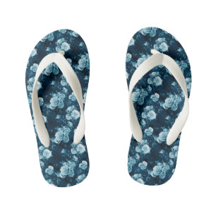 Klassiek blauw Roos patroon Kinder Teenslippers