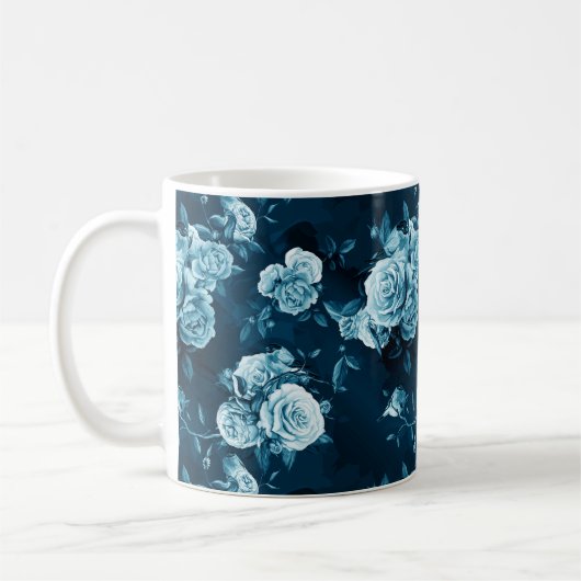 Klassiek blauw Roos patroon Koffiemok (Links)
