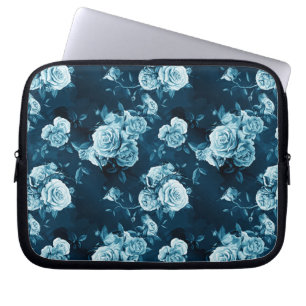 Klassiek blauw Roos patroon Laptop Sleeve
