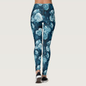 Klassiek blauw Roos patroon Leggings (Achterkant)