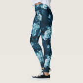 Klassiek blauw Roos patroon Leggings (Links)