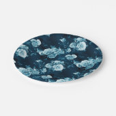 Klassiek blauw Roos patroon Papieren Bordje (Gekanteld)