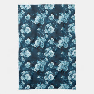 Klassiek blauw Roos patroon Theedoek