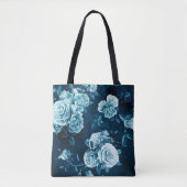 Klassiek blauw Roos patroon Tote Bag (Voorkant)